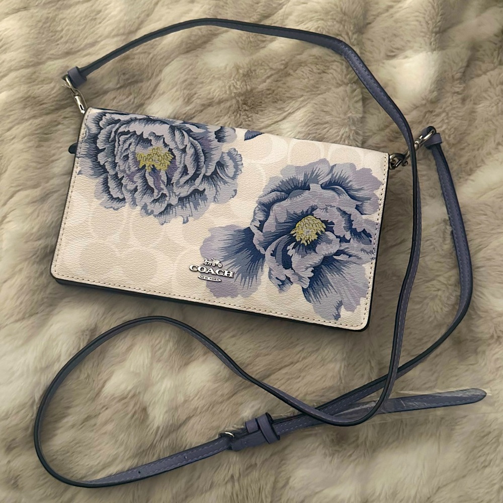 Blue Floral Coach Crossbody Bag
